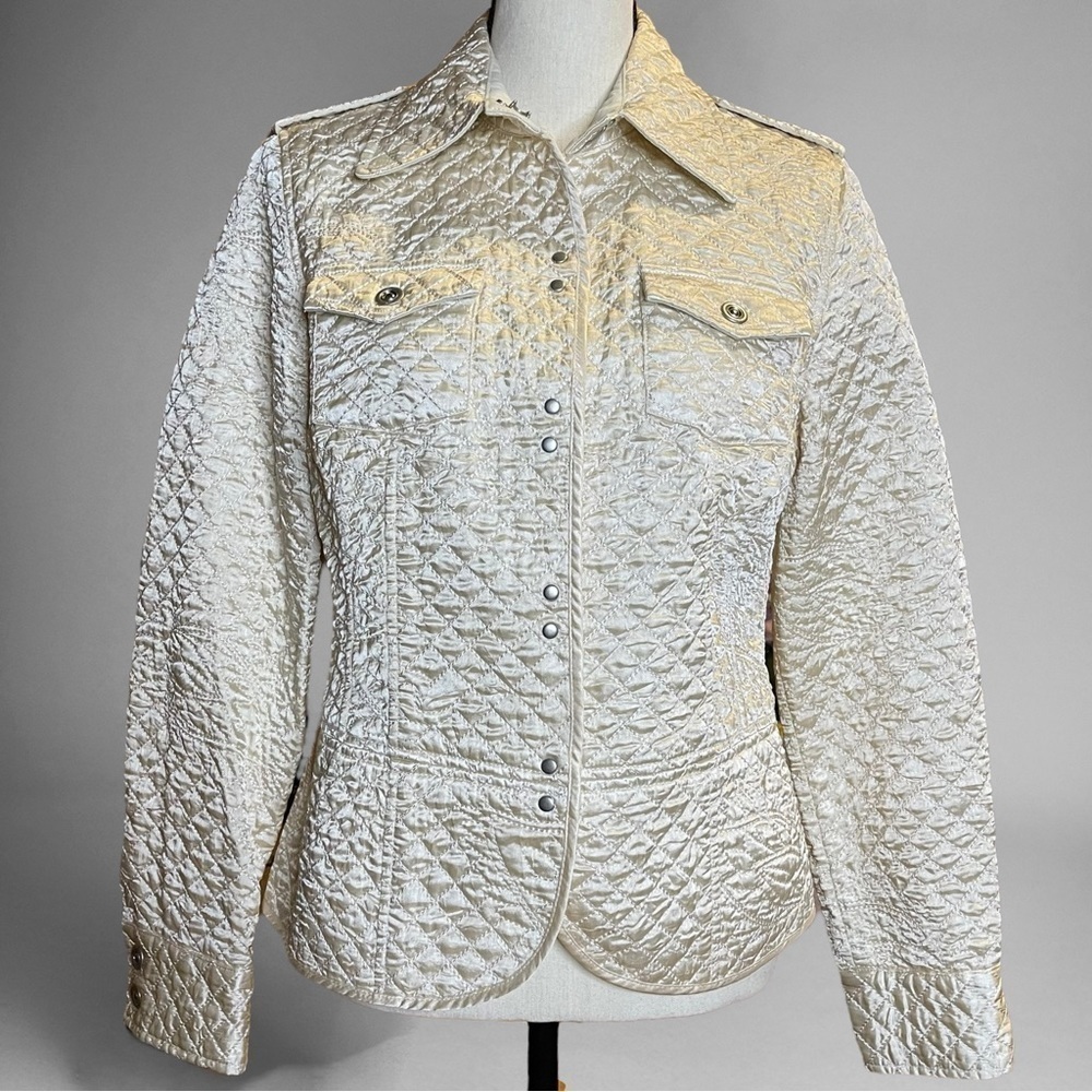 I.E. Relaxed Ivory Utility Quilted Jacket Made in Hong Kong Size M